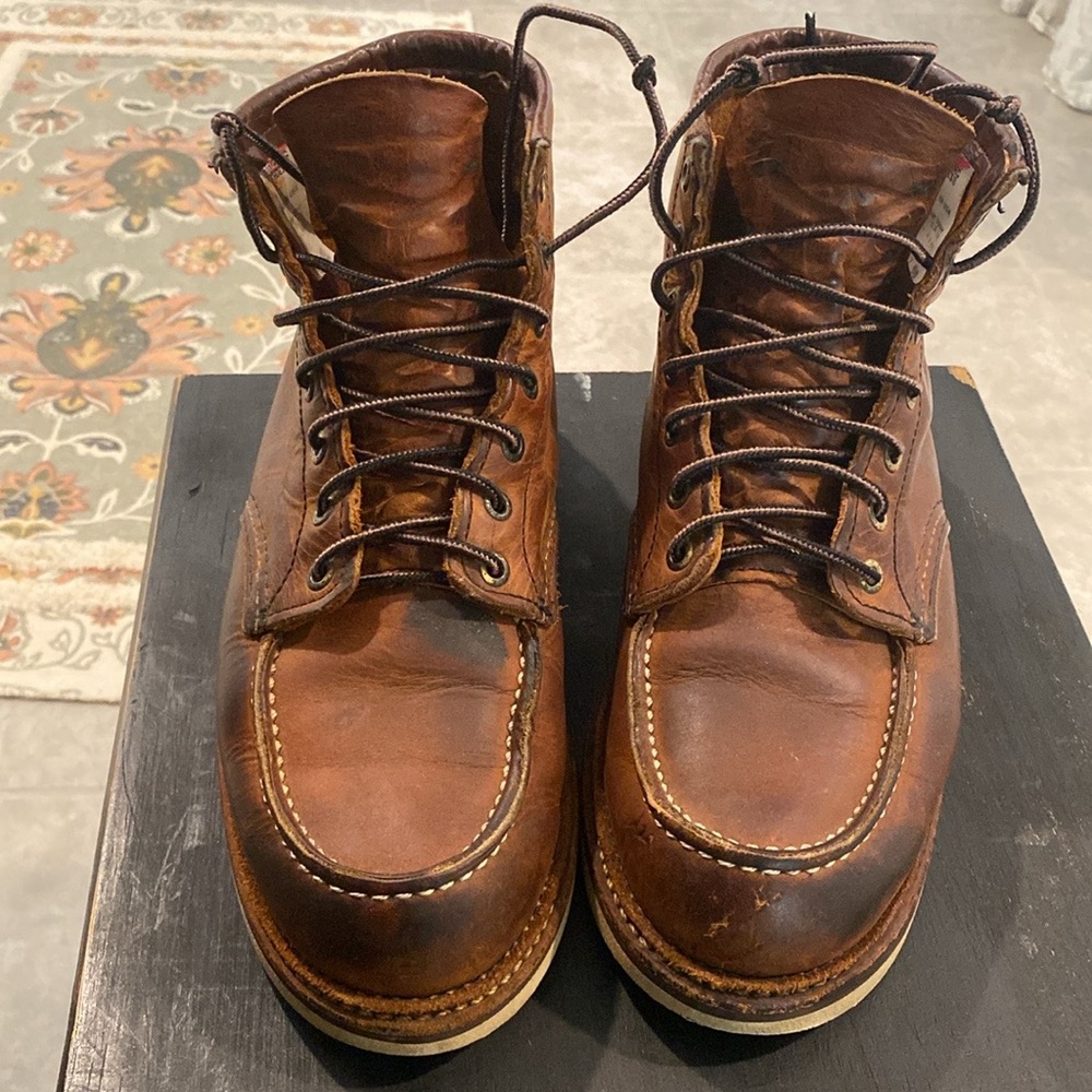Red Wing 6 Inch Classic Moc Toe Boots 1907 Copper Rough Tough Leather Mens 8.5